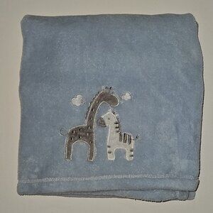 Baby Gear Blue Fleece Baby Blanket Gray White Giraffe Zebra Soft 30"x30"